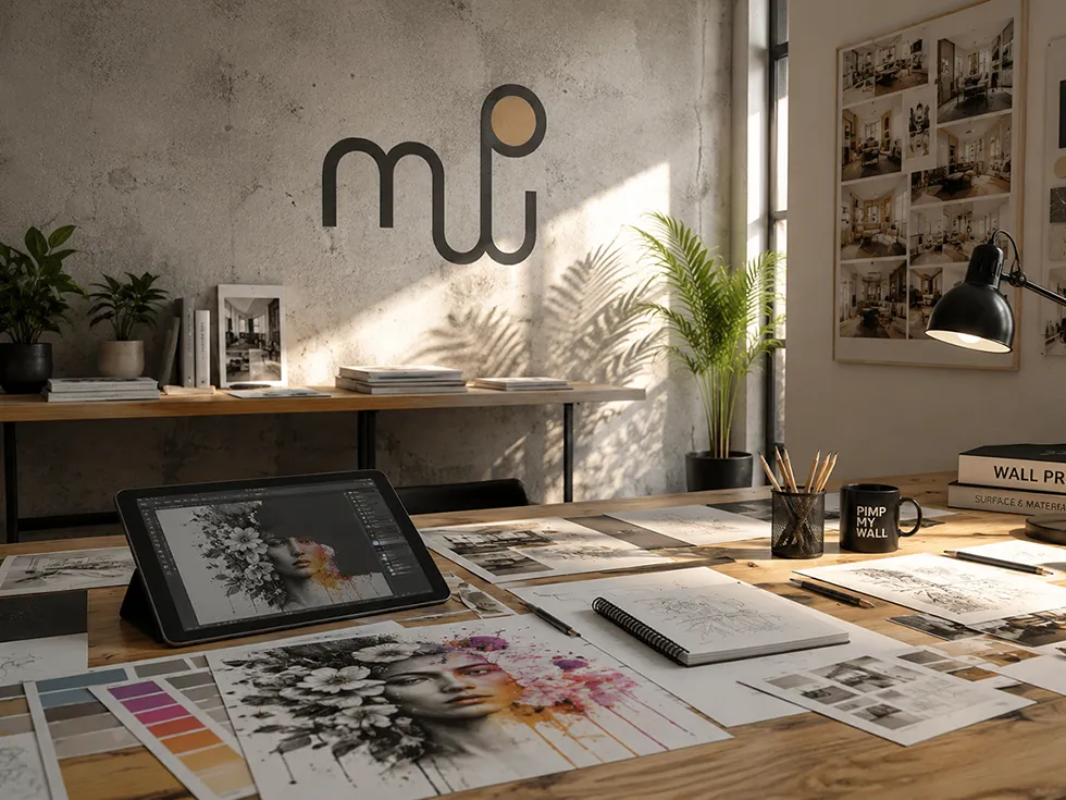 Custom wall print design studio in Mallorca with artwork development, wall print concepts and creative design planning