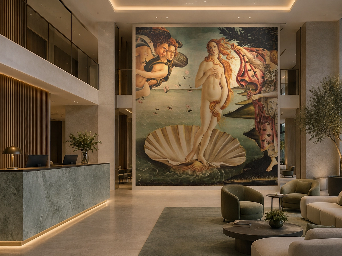 Custom wall printing for hospitality interiors in Mallorca